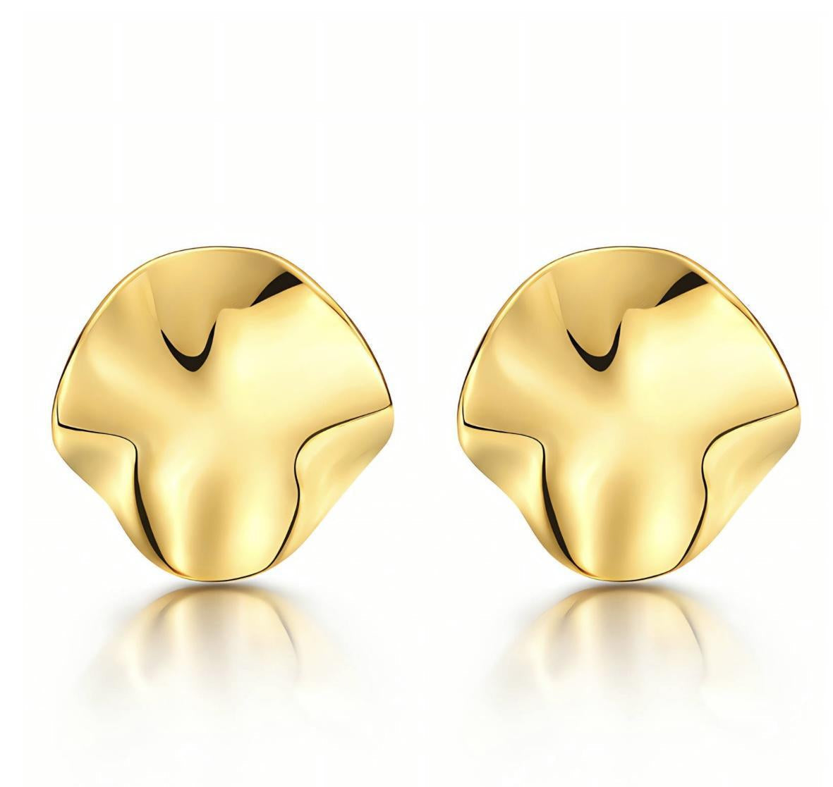 CameroonJewels Cercle d'Or 18K gold-plated steel stud earrings with a minimalist, wavy circular design.